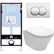 Инсталляция с подвесным безободковым унитазом Jacob Delafon Rodin+ E21750RU-CP, сиденье с тонкой крышкой микролифт фото 