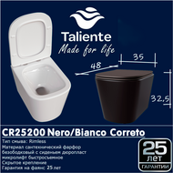 Унитаз подвесной безободковый Taliente Correto CR25200 Nero с крышкой микролифт, чёрный матовый, Цвет производителя: чёрный матовый фото 
