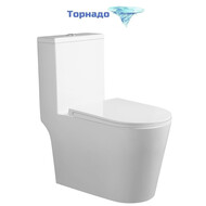 Унитаз-моноблок безободковый Grossman Classic GR-4487SQ с тонкой крышкой микролифт (система смыва Торнадо) фото 