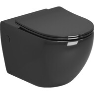 Унитаз подвесной безободковый Grossman Color GR-4411blackS с крышкой микролифт, чёрный глянцевый, Цвет производителя: чёрный фото 