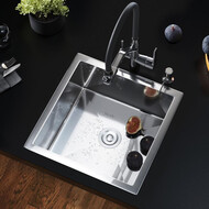 Кухонная мойка Gerhans K34444 1 мм, нержавеющая сталь, Цвет производителя: нержавеющая сталь фото 