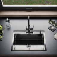 Кухонная мойка Gerhans K36045B 1 мм, PVD графит, Цвет производителя: графит фото 