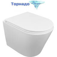 Унитаз подвесной безободковый Azario Teramo AZ-0053-UQ3 (система смыва Торнадо) с тонкой крышкой микролифт, Цвет производителя: белый фото 
