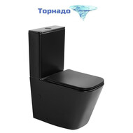 Унитаз-компакт безободковый Abber Rechteck AC1210TMB (смыв торнадо) с тонкой крышкой микролифт, чёрный матовый, Цвет производителя: чёрный матовый фото 