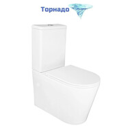 Унитаз-компакт безободковый Azario Conto AZ-T005BR с тонкой крышкой микролифт (Система смыва торнадо), Цвет производителя: белый фото 