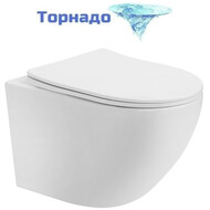 Унитаз подвесной безободковый Abber Bequem AC1100T с тонкой крышкой микролифт (Система смыва торнадо), Цвет производителя: белый фото 