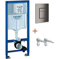 Инсталляция для подвесного унитаза Grohe Rapid SL 38772001 с кнопкой смыва оружейная сталь 38732ALO фото 