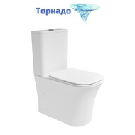 Унитаз-компакт безободковый Vincea City VT2-56T с ультратонкой крышкой микролифт (система смыва торнадо) фото 