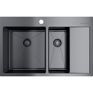 Кухонная мойка Omoikiri AKISAME 78-2-GM-L (4973101) 1,2 мм, вороненая сталь, Цвет производителя: вороненая сталь фото 
