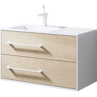 Тумба подвесная с раковиной Aqwella Miami 90 см Mai.01.09/L, белый/беленый дуб фото 