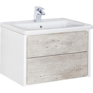 Тумба подвесная с раковиной Roca Ronda 80 см ZRU9303004, бетон/белый глянец фото 