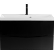 Тумба подвесная с раковиной BelBagno MARINO-800-2C-SO-NL-P 80 см, Nero Lucido фото 