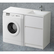 Тумба напольная с раковиной-столешницей BelBagno KRAFT-LVD-580/1200-2C-PIA-BO 120 см R, Bianco Opaco фото 