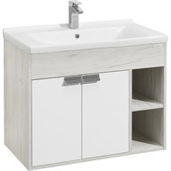 Тумба подвесная с раковиной Акватон Флай 80 см 1A2374K0FAX10, белый/дуб крафт фото 