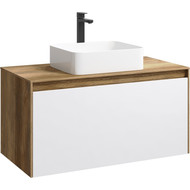 Тумба подвесная со столешницей Aqwella 5 Stars Mobi 100 см MOB0110DB/MOB0710W, дуб балтийский/белый фото 