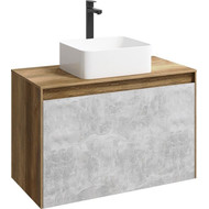 Тумба подвесная со столешницей Aqwella 5 Stars Mobi 80 см MOB0108DB/MOB0708BS, дуб балтийский/бетон светлый фото 