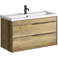 Тумба подвесная с раковиной Aqwella Fargo 100 см FRG0110DB, дуб балтийский фото 