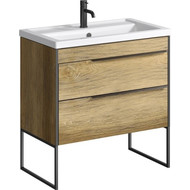 Тумба напольная с раковиной Aqwella Fargo 80 см FRG0108DB/FRGN440, дуб балтийский фото 