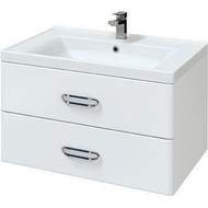 Тумба подвесная с раковиной Mirsant Fuji 80 см с доводчиком, белый фото 