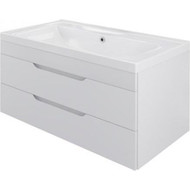 Тумба подвесная с раковиной Mirsant Soho Quadro 100 см, белый фото 