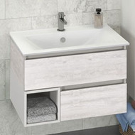 Тумба подвесная с раковиной Comforty Турин 75 см, дуб белый фото 