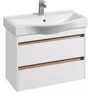 Тумба подвесная с раковиной Акватон Нортон 80 см 1A2489K0NT010, белый/дуб эндгрейн фото 