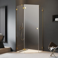 Душевое ограждение Radaway Essenza Pro Gold PTJ 100х100 см L, золото/прозрачное фото 