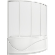 Шторка для ванны Bas Николь 1600х1450 мм, белый/матовое (пластик) фото 