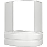 Шторка для ванны Bas Сагра 1600х1450 мм, белый/матовое (стекло) фото 