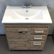 Тумба напольная с раковиной Comforty Марио 75 см, дуб тёмный фото 