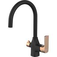 Смеситель для кухни Lemark Ursus LM7261BLR, черный/розовое золото фото 