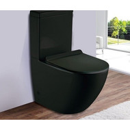 Унитаз-компакт CeramaLux Rimless 2166-1MB с крышкой микролифт, (арматура Geberit) черный матовый, Цвет производителя: чёрный матовый фото 