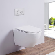 Унитаз подвесной CeramaLux Rimless 2197 с крышкой микролифт, Цвет производителя: белый фото 