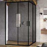 Душевое ограждение Ravak Blix Slim BLSRV2K 120х90 см X1XMG0300Z1+X1XM70300Z1 чёрный/прозрачное фото 