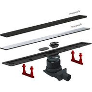 Трап Pestan (BETTOSERB) Confluo Frameless Line Black Glass 85 см 13701206, хром/черный, Цвет производителя: хром, чёрный, Размер трапа: 850 фото 