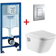 Инсталляция с подвесным унитазом комплект: Grohe Rapid SL 38772001 с подвесным унитазом Roca Gap 346477000 сиденье микролифт, крепление, кнопка смыва хром фото 