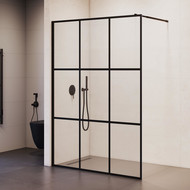 Душевая перегородка RGW WA-111B 100x195 см 411011110-84 (стекло 8 мм) с кронштейном в комплекте, черный/прозрачное фото 