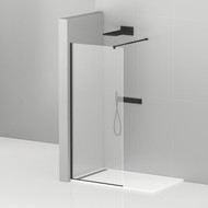 Душевая перегородка Cezares Liberta L-1 130 см (телескопический кронштейн, стекло 8 мм), черный/прозрачное фото 