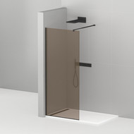 Душевая перегородка Cezares 120 см LIBERTA-L-1-120-BR-NERO (телескопический кронштейн, стекло 8 мм) черный/бронза фото 