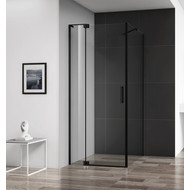 Душевое ограждение Cezares 100-110x90 см SLIDER-AH-1-90-100/110-C-NERO (стекло 8 мм) черный/прозрачное фото 