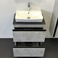 Тумба подвесная с раковиной Comforty Эдинбург 60-2 см (раковина 9055RA-50), бетон светлый фото 