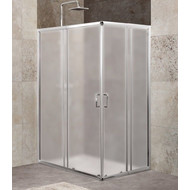 Душевое ограждение BelBagno 100-115х75-90 см UNIQUE-AH-2-100/115-75/90-P-Cr, хром/текстурное, Цвет стекла: матовое, Размер - мм: 1100х800 фото 