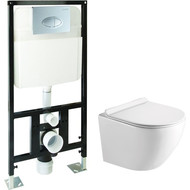 Инсталляция с подвесным безободковым унитазом SantiLine SL-5005+SL-01 фото 