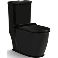 Унитаз-компакт безободковый SantiLine SL-5019MB с крышкой микролифт, черный матовый, Цвет производителя: чёрный матовый фото 