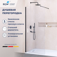 Душевая перегородка RGW WA-002B 60x195 см 35100206-14 с кронштейном в комплекте, черный/прозрачное фото 
