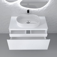 Тумба подвесная со столешницей Jorno Stone 100 см Stn.01.100/P/W/JR, белый фото 