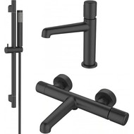 Набор смесителей 3 в 1 для ванны BelBagno Uno, черный матовый фото 