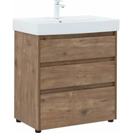 Тумба напольная с раковиной Aquanet Nova Lite 75 см 302474 (3 ящика) дуб рустикальный, Цвет фасада: тёмное дерево фото 