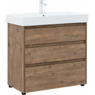 Тумба напольная с раковиной Aquanet Nova Lite 85 см 302477 (3 ящика) дуб рустикальный, Цвет фасада: тёмное дерево фото 