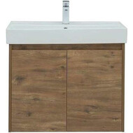 Тумба подвесная с раковиной Aquanet Nova Lite 75 см 298852 (2 дверцы) дуб рустикальный, Цвет фасада: тёмное дерево фото 